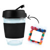 Black Flip Lid Glass Cups with M&Ms